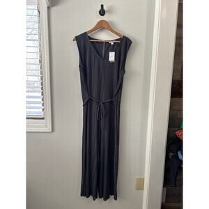 J.jill Pure Jill Elements Pleated Knit Jumpsuit Black Pearl Gray Large